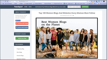 Blog FeedSpot Top 100 Womens Blogs