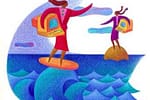 Image of Women Surfing the seas