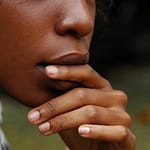 Image of african american woman thinking