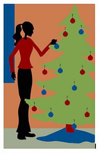 Girl Decorating the Christmas Tree