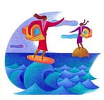 Image of Women Surfing the seas