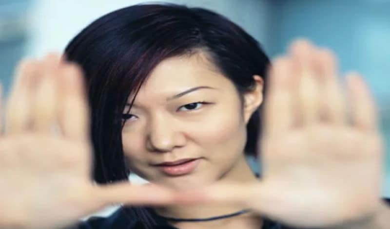 Woman making hand gestures