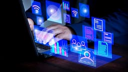 Artificial intelligence analyzing digital search results in a futuristic interface