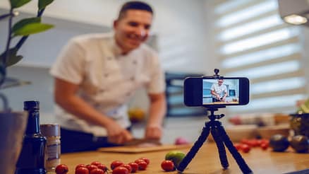 Man Filming Himself for His YouTube Channel