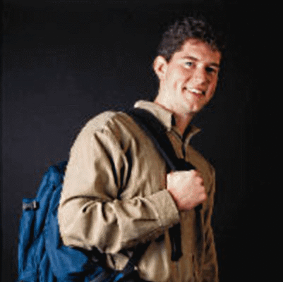 Student Standing Holding Backpack