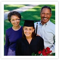 picture of graduate and parents