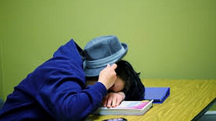 College Student Asleep in Class