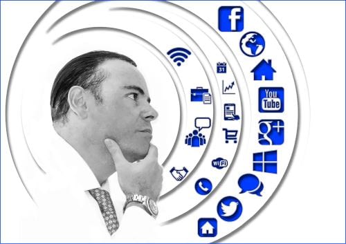 Business Person thinking about Online Marketing and Internet Marketing Services