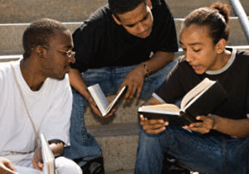 Three Black Male Students Studying Together