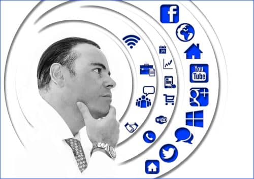 Business Person thinking about Online Marketing and Internet Marketing Services