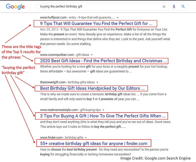 Google Search Result - SEO Title Tag