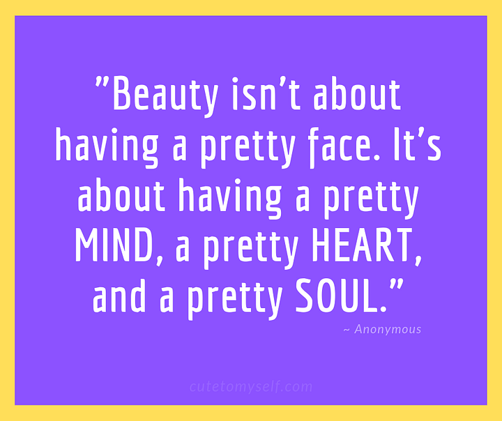 Beauty Quote with purple background white letters