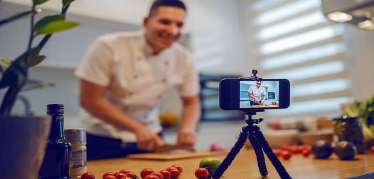 Man Filming Himself for His YouTube Channel