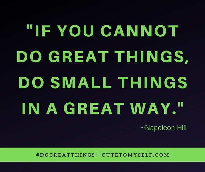 Green letters of a Napoleon Hill quote on a black background