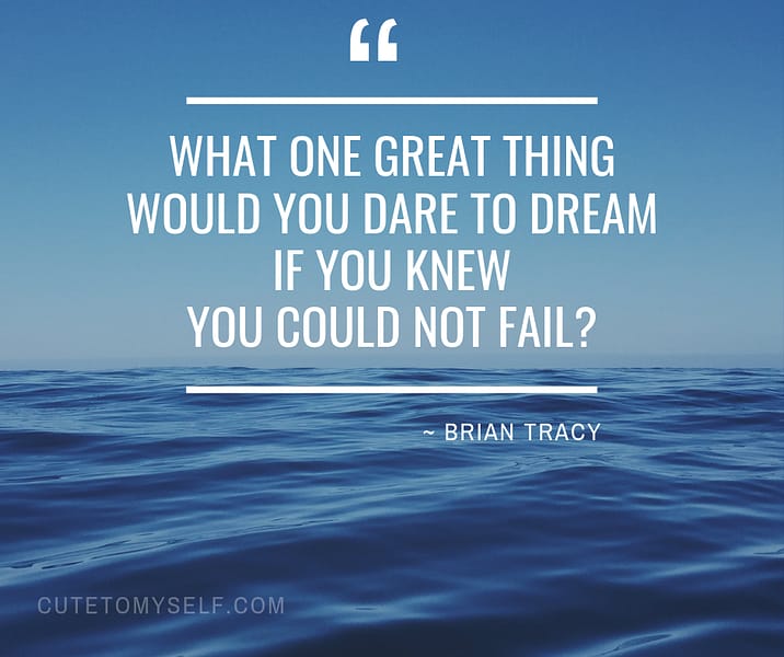 White lettered quote from Brian Tracy set upon an ocean back drop